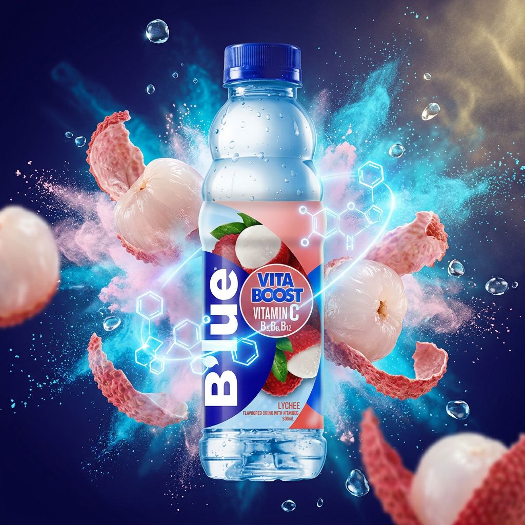B'lue Vitamin Drinks saveur Litchi, boisson vitaminée B3 B6 B12 importée d'Asie, disponible sur My American Shop