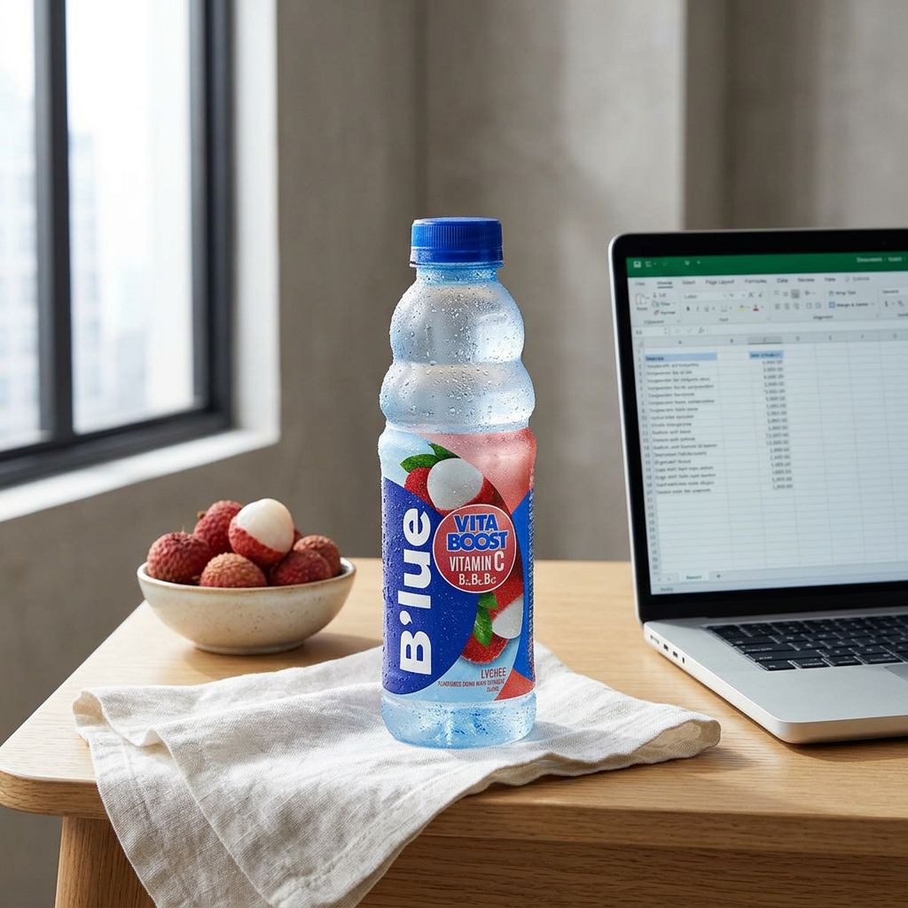 B'lue Vitamin Drinks saveur Litchi, boisson vitaminée B3 B6 B12 importée d'Asie, disponible sur My American Shop