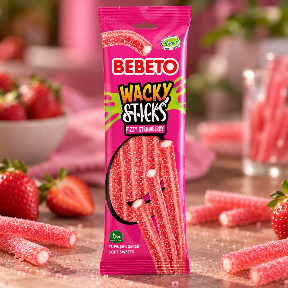 Bebeto Wacky Sticks Bruisende Aardbei