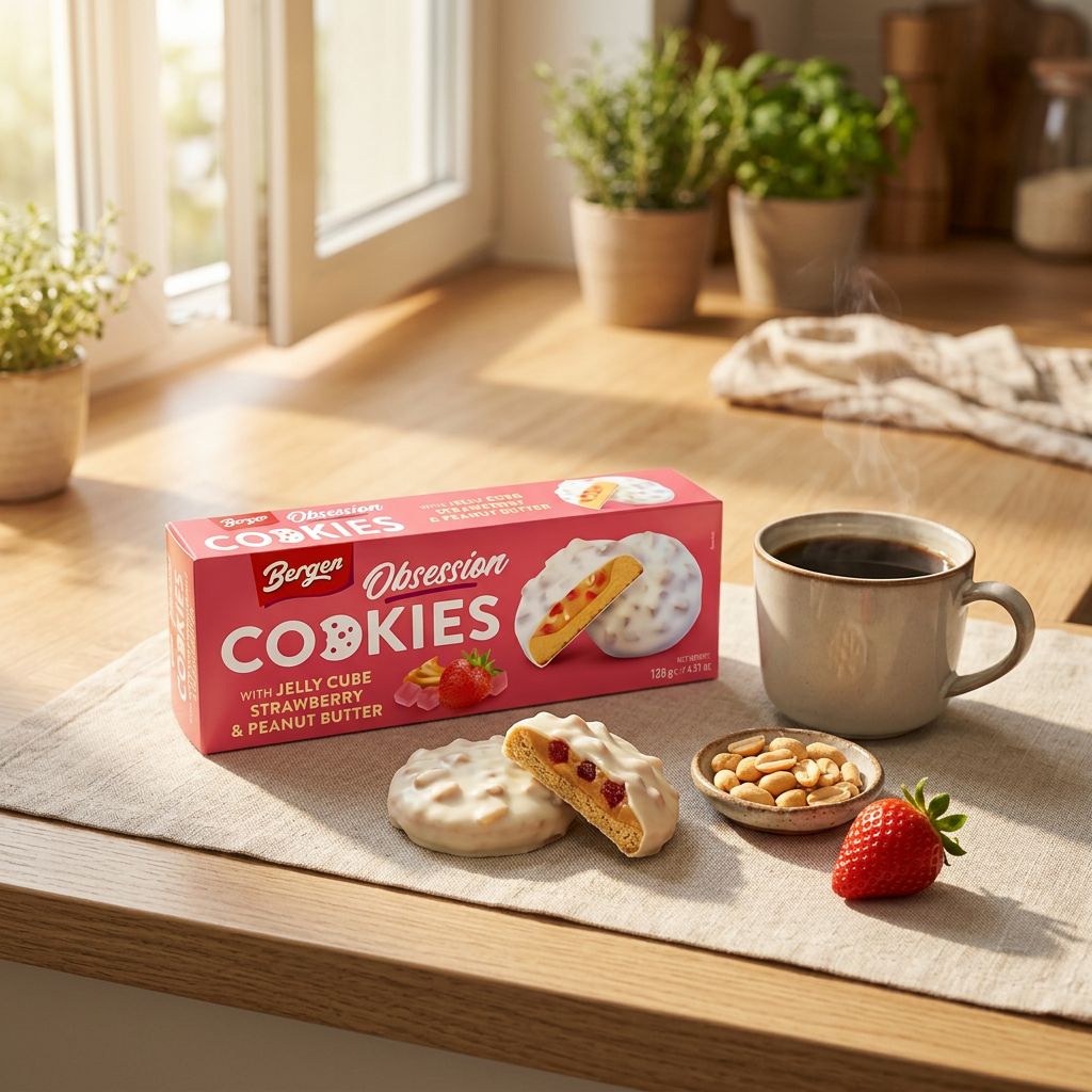 Bergen Cookies Jelly Cube Aardbei & Pindakaas