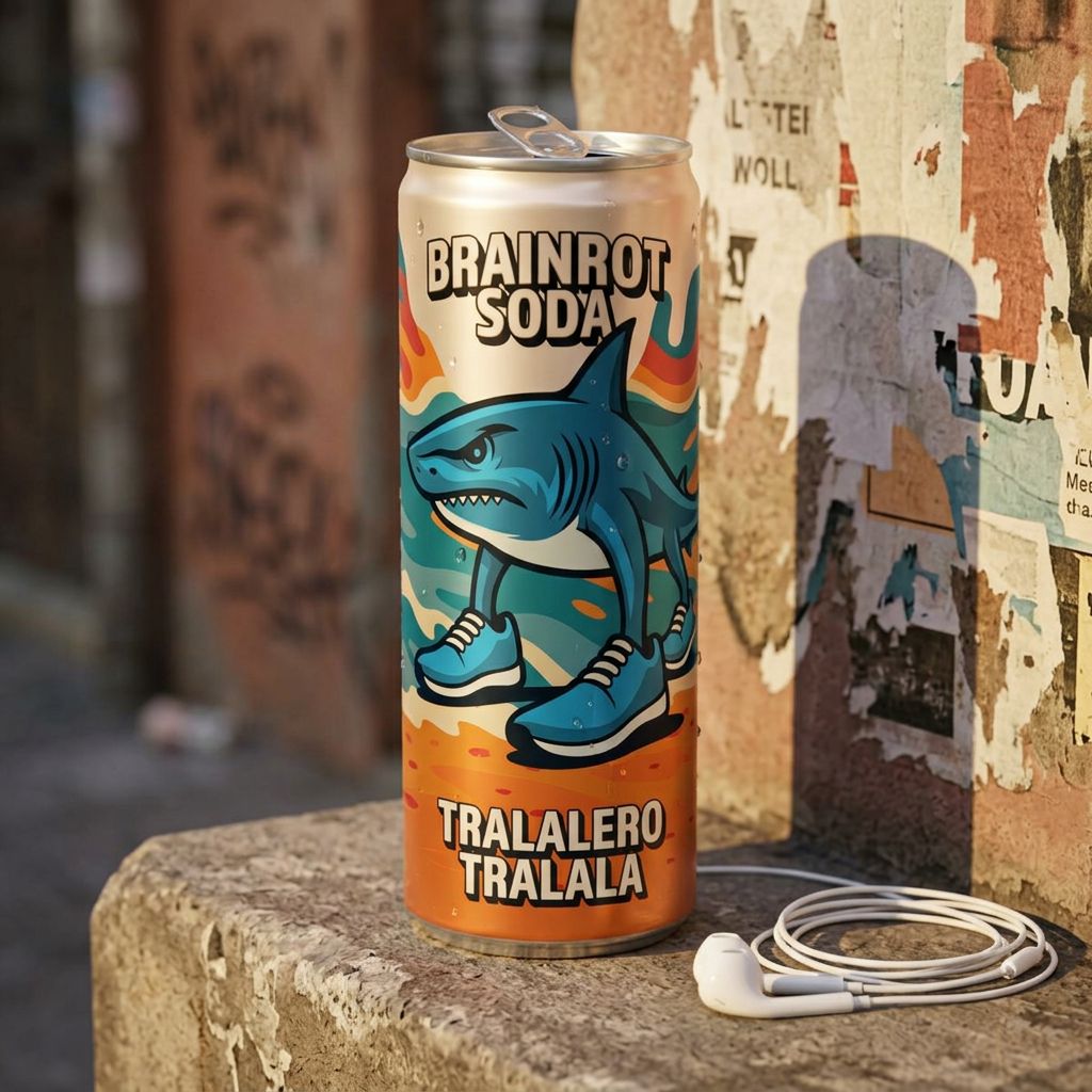 Brainrot Soda Tralalero Tralalala, soda pétillant zéro sucre américain en canette, disponible sur My American Shop