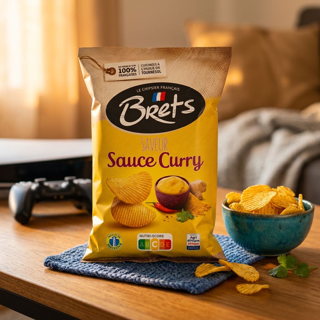 Chips Brets Flavour Curry saveur épices françaises format snack, disponible sur My American Shop