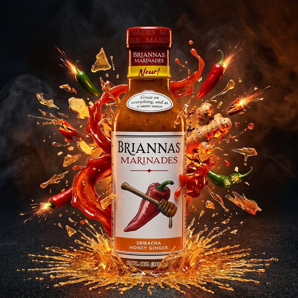Marinade Brianna's Sriracha Honey Ginger, saveur piment-miel-gingembre, importée du Texas, disponible sur My American Shop