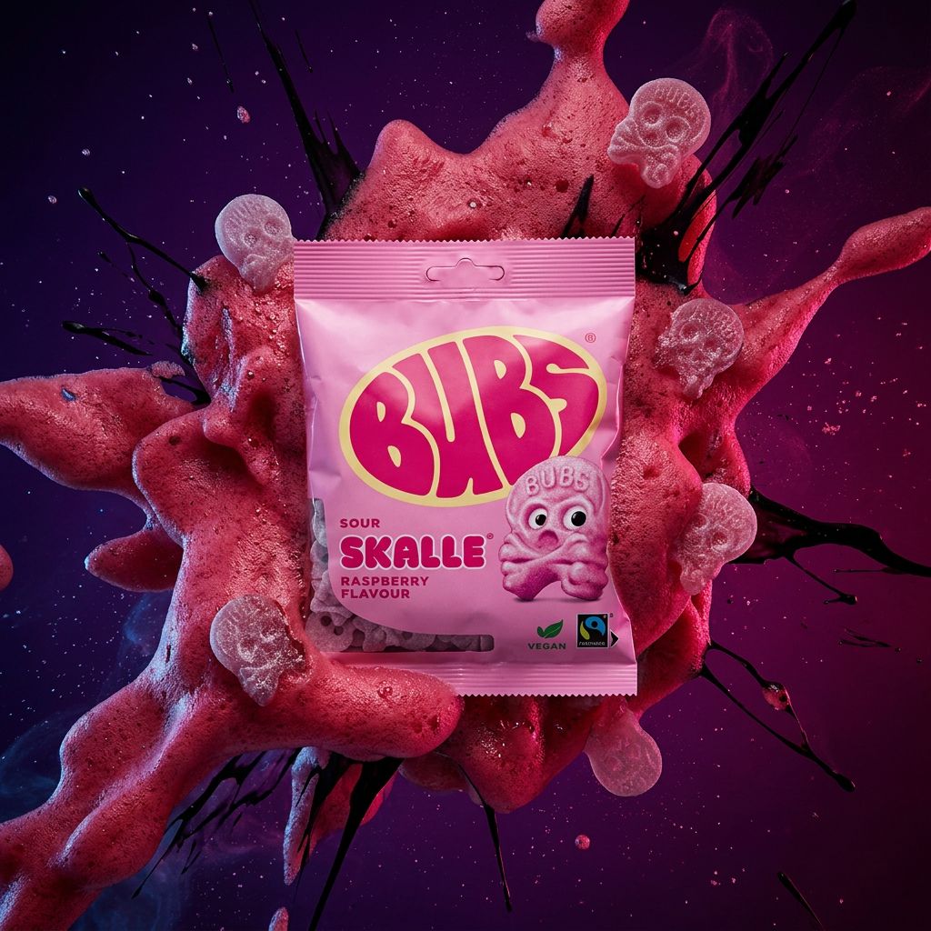 Bubs Godis Cool Foam Skulls Framboos