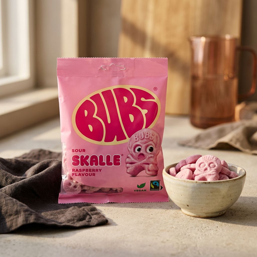 Bubs Godis Cool Foam Skulls Framboos
