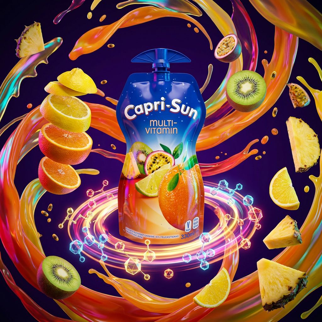 Capri Sun Multi-Vitamin, poche souple aux fruits tropicaux enrichie en vitamines, disponible sur My American Shop