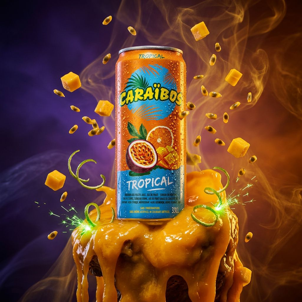 Caraïbos Tropical, boisson fruitée mangue passion citron vert importée des Caraïbes, disponible sur My American Shop