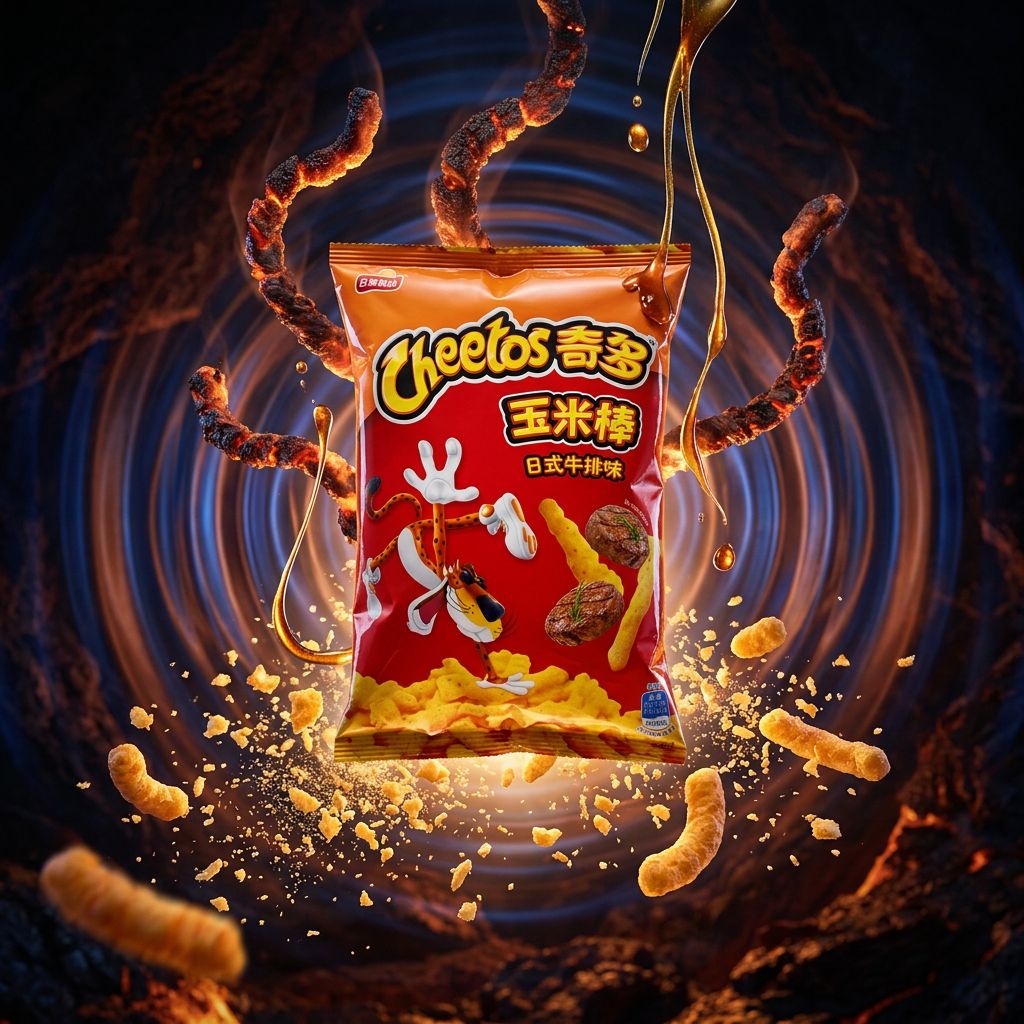 Cheetos Japanese Steak Big, chips saveur steak japonais umami format Big, importé, disponible sur My American Shop
