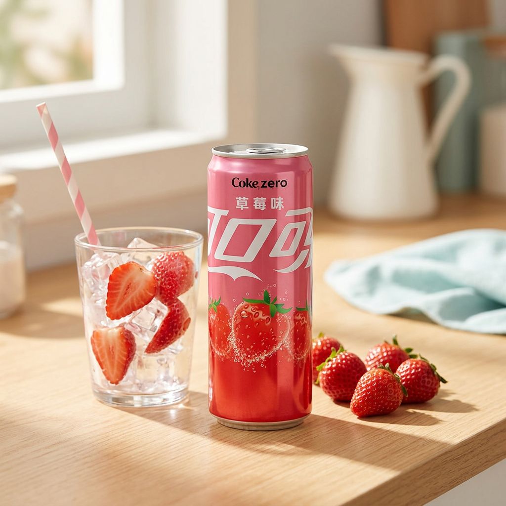 Coca-Cola China Strawberry, édition limitée saveur fraise en canette, importée de Chine, disponible sur My American Shop