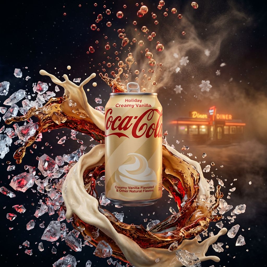 Coca Cola Holiday Creamy Vanilla, édition limitée US à la vanille crémeuse, importée des États-Unis, disponible sur My American Shop