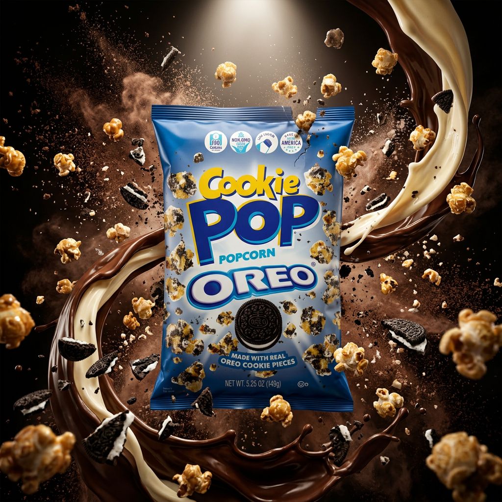 Cookie Pop Popcorn Oreo de Candy Pop, snack américain chocolat et biscuit, disponible sur My American Shop