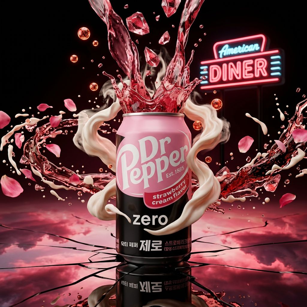 Dr Pepper Zero Strawberry Cream, soda americain sans sucre saveur fraise creme en canette, disponible sur My American Shop