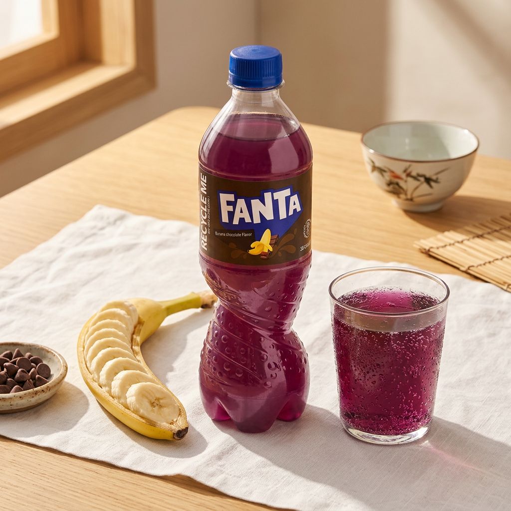 Fanta Chine saveur Banane Chocolat, soda pétillant en bouteille, importation directe Chine, disponible sur My American Shop