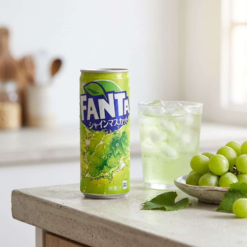 Fanta Japan Shine Muscat, soda raisin premium japonais en canette, édition exclusive Japon, disponible sur My American Shop