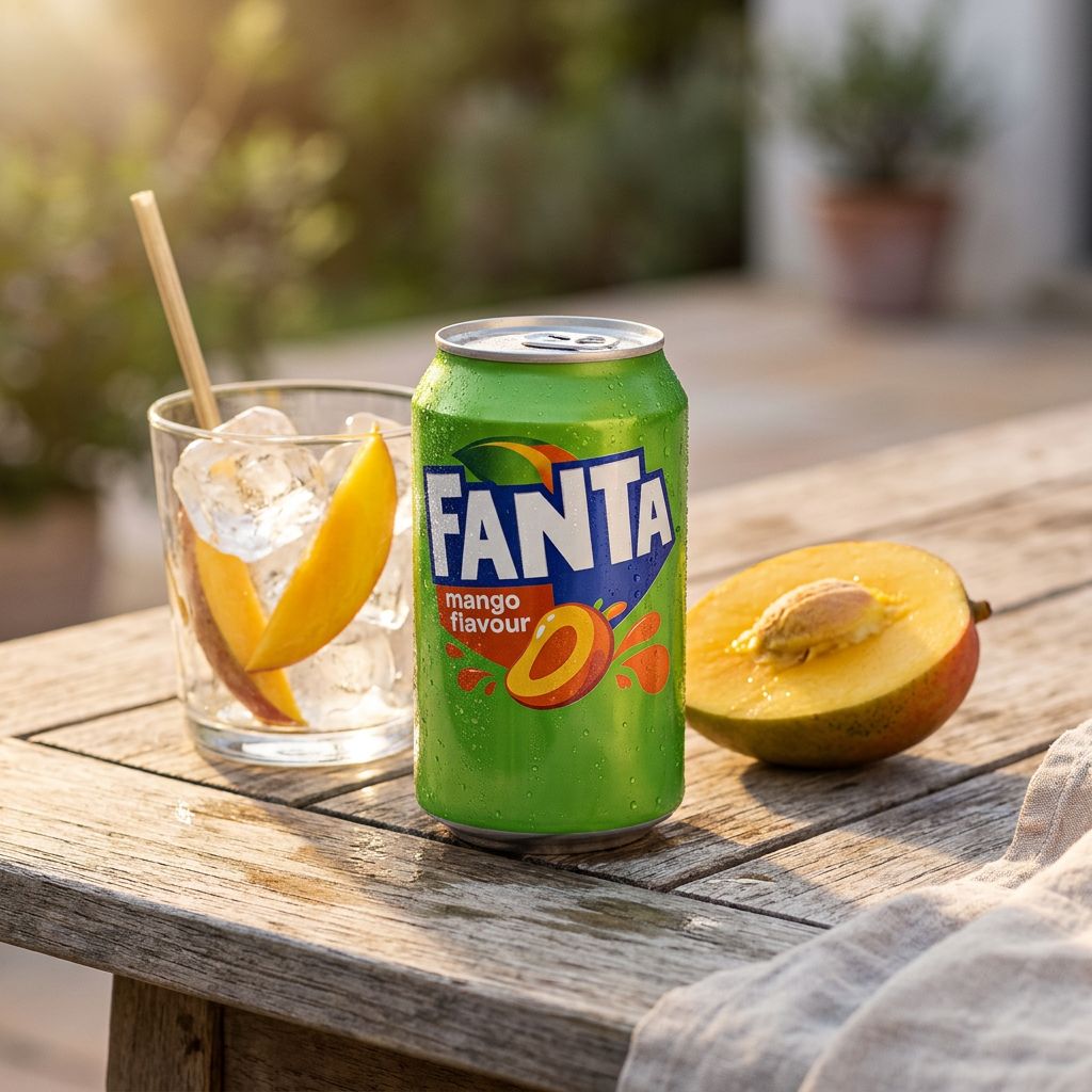 Fanta Mango importé des USA, soda fruité saveur mangue tropicale, disponible sur My American Shop