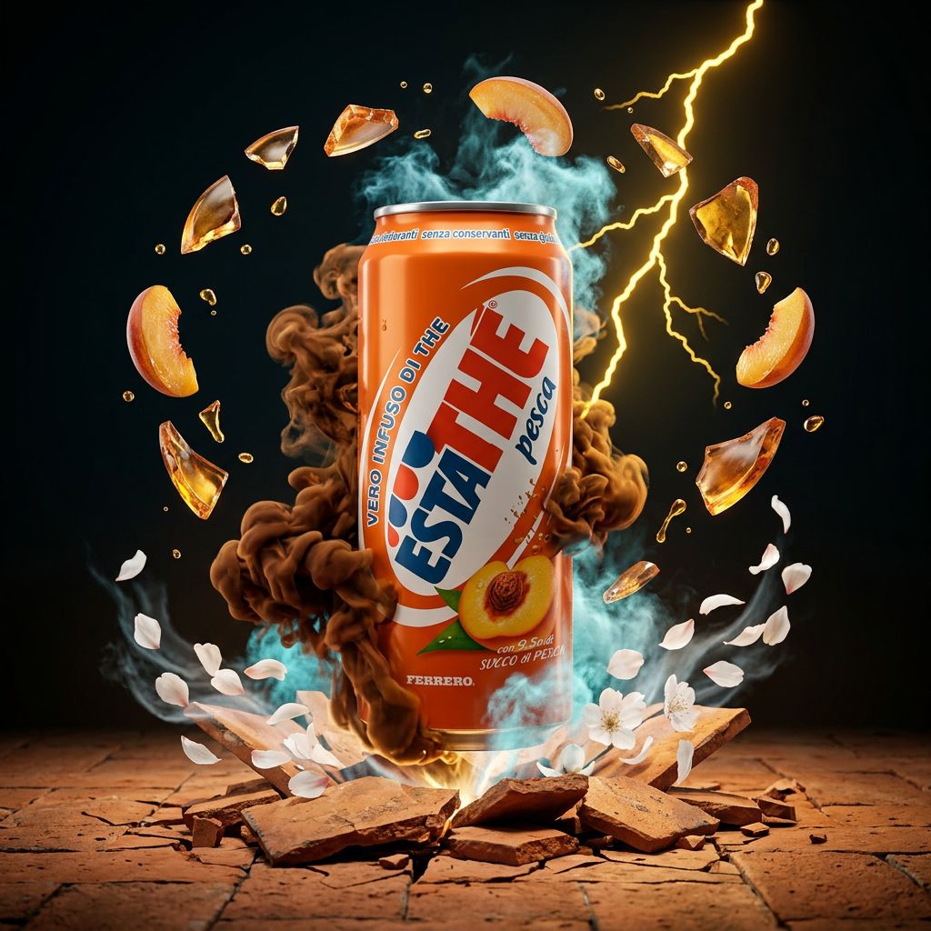 Canette Ferrero Estathe pêche 330ml, thé glacé italien, disponible sur My American Shop