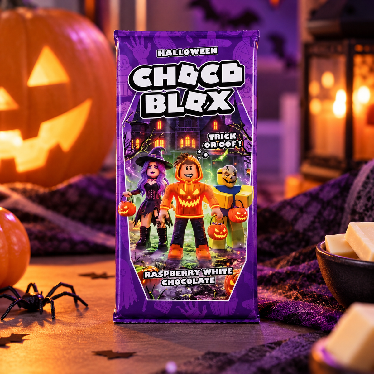 Choco Blox Halloween Framboos Witte chocolade