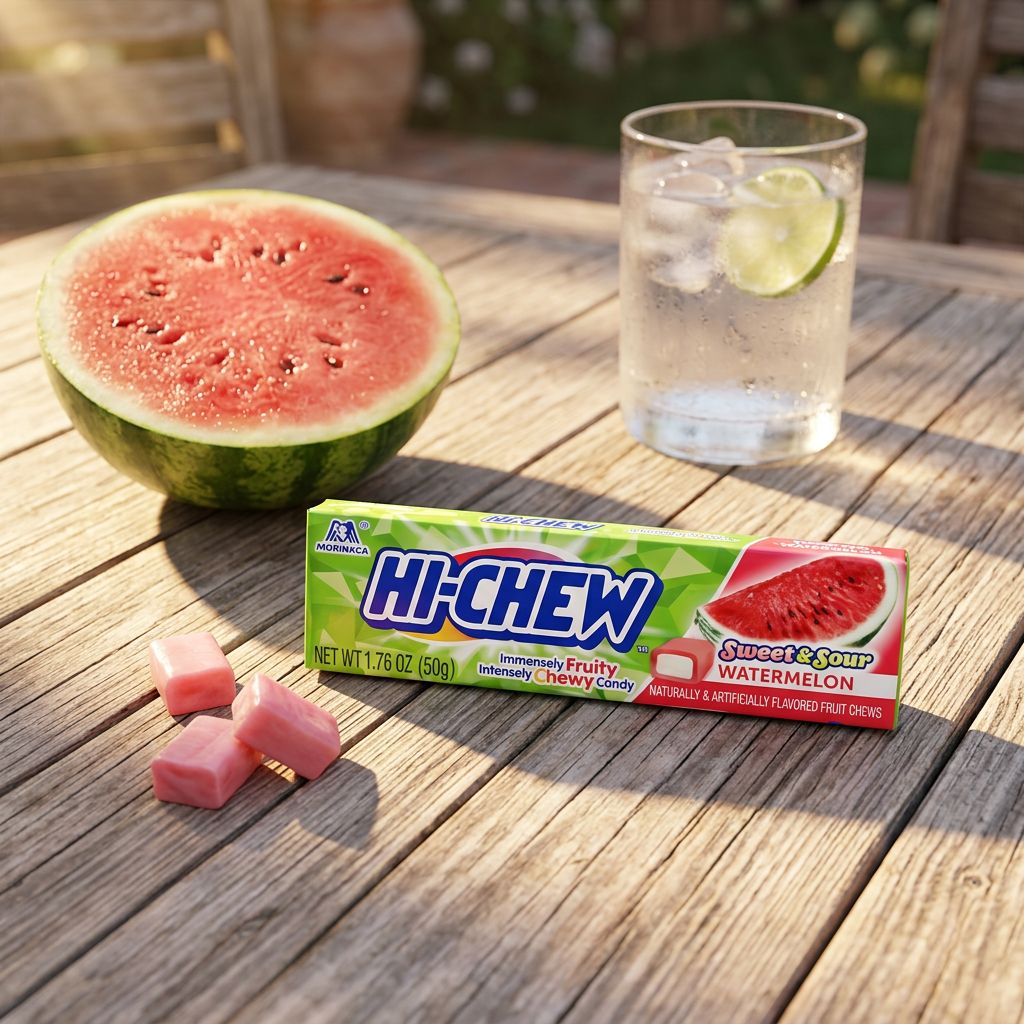 Hi-Chew Watermelon Stick, bonbon à mâcher saveur pastèque importé des États-Unis, disponible sur My American Shop