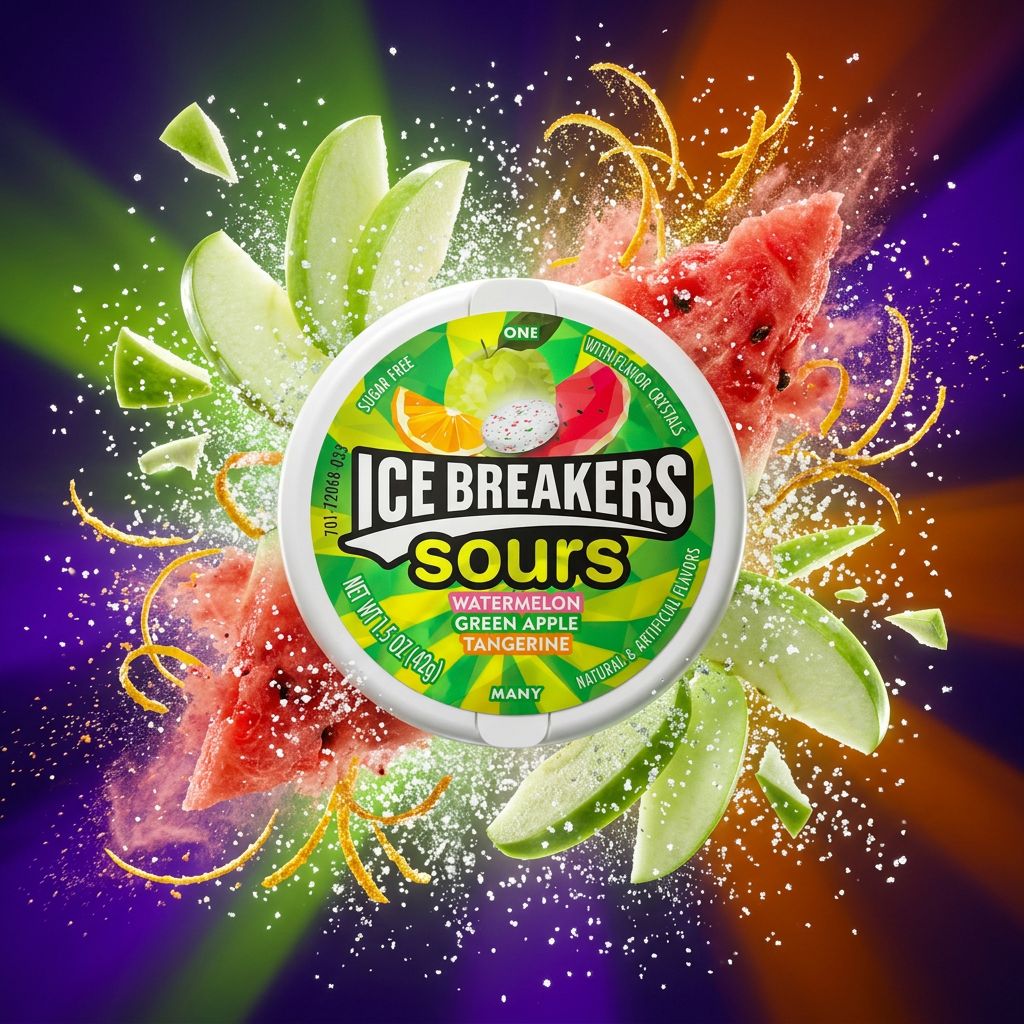 Ice Breakers verzuurt watermeloen, groene appel, mandarijn