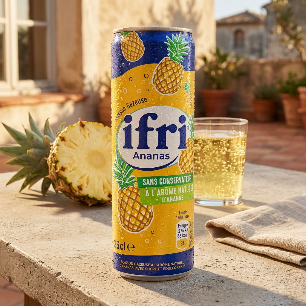 Ifri Carbonated Pineapple, soda ananas pétillant algérien en canette, disponible sur My American Shop