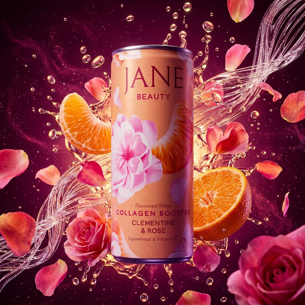 Jane Beauty Clementine & Rose, boisson pétillante au collagène marin, disponible sur My American Shop