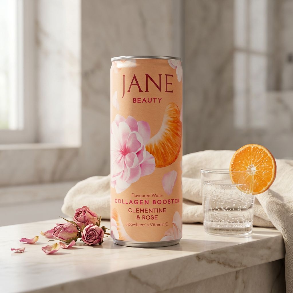 Jane Beauty Clementine & Rose, boisson pétillante au collagène marin, disponible sur My American Shop