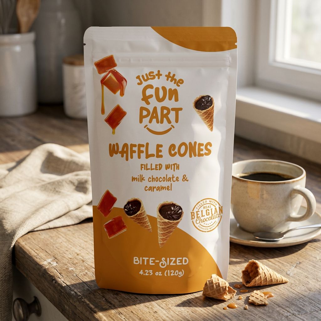 Just The Fun Part Caramel & Milk Chocolate, barre snack américaine importée caramel gaufrette, disponible sur My American Shop