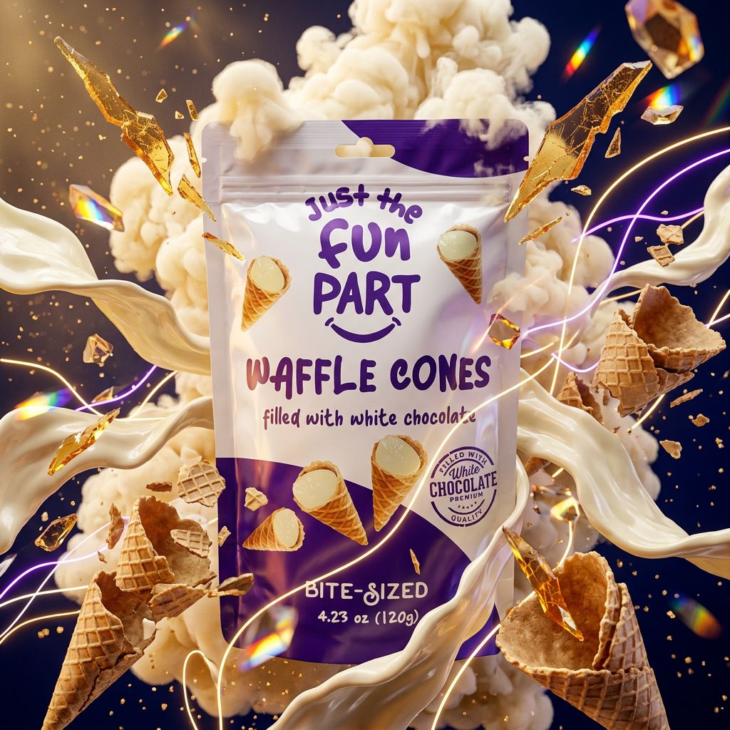 Just The Fun Part White Chocolate, biscuit gaufrette enrobé chocolat blanc, snack américain disponible sur My American Shop