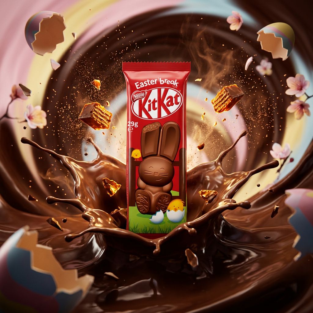 Kit Kat Bunny Bar edition limitee Paques, barre chocolat lait gaufrette format lapin, disponible sur My American Shop