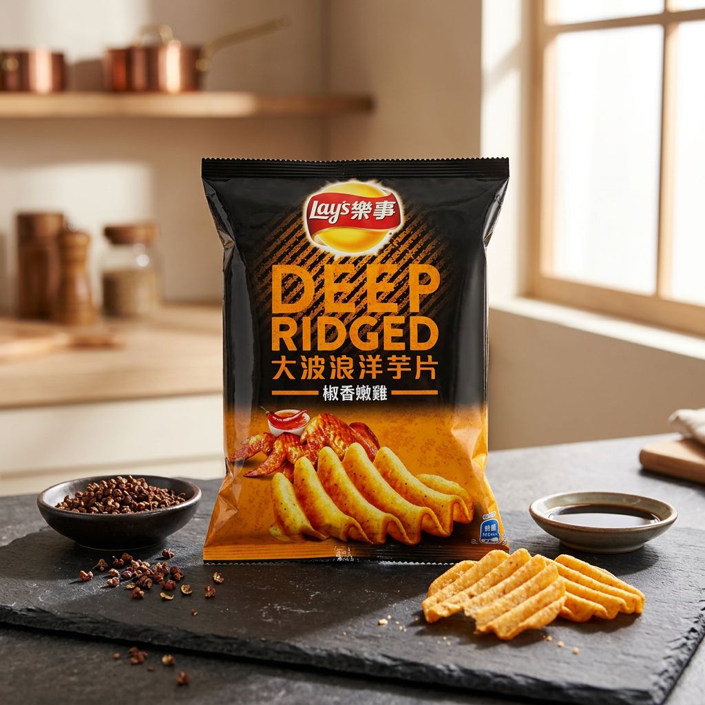 Lay's China Deep Ridged Chicken Wings, chips ondulées saveur poulet soja poivre du Sichuan, importées de Chine, disponible sur My American Shop