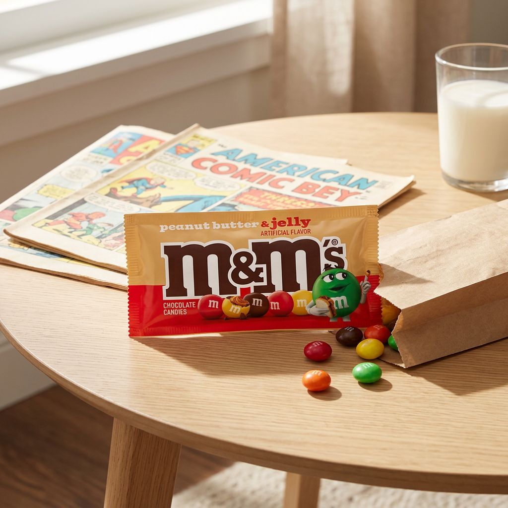M&M's Peanut Butter & Jelly, saveur sandwich américain, snack importé USA, disponible sur My American Shop