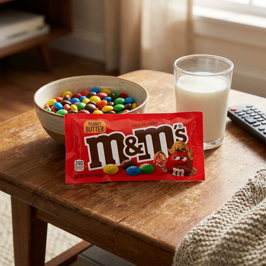 M&M's Peanut Butter, sachet importé des États-Unis, billes chocolat coeur beurre de cacahuète, disponible sur My American Shop