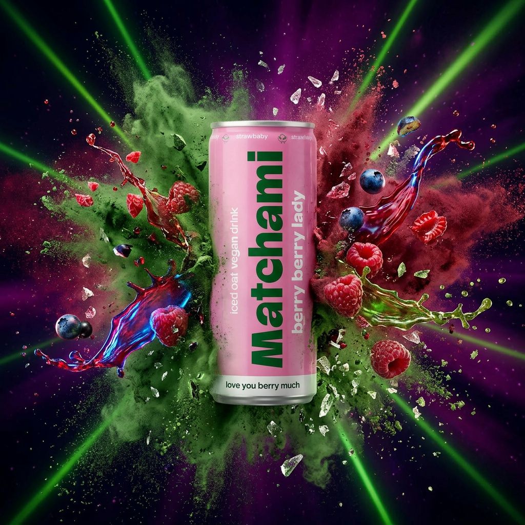 Matchami Berry Berry Lady, poudre matcha fruits rouges en format pratique, boisson tendance importée, disponible sur My American Shop