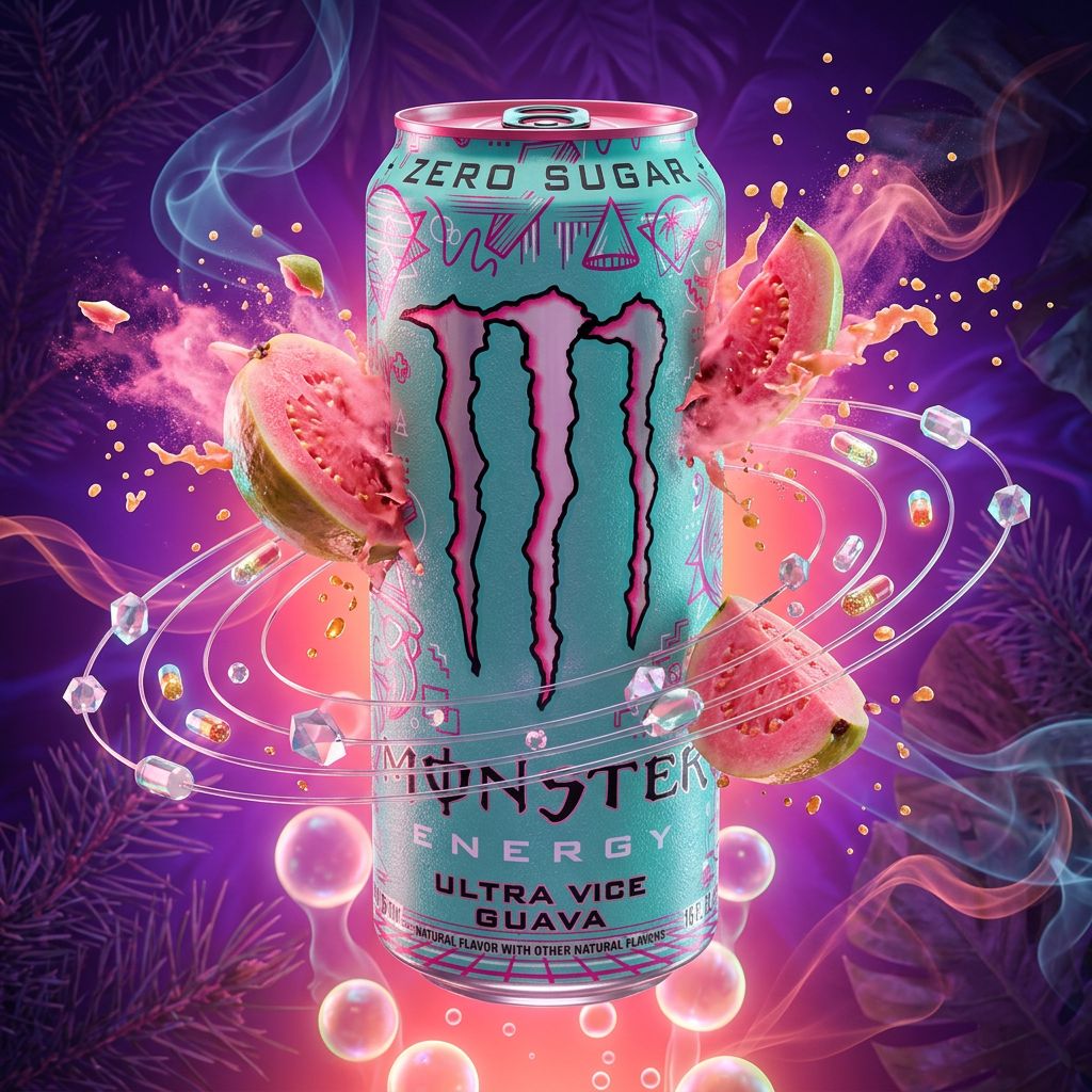 Monster Energy Ultra Vice Guava canadienne, canette 500ml saveur goyave tropicale zéro sucre, disponible sur My American Shop