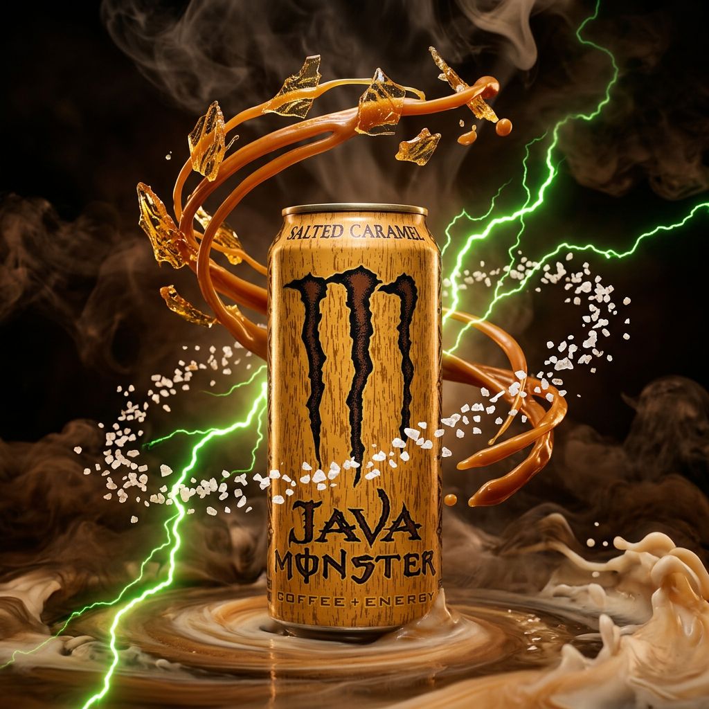 Monster Java Salted Caramel, canette 443ml cafe energisant americain au caramel sale, disponible sur My American Shop