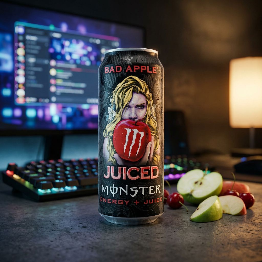 Monster PL Energy Bad Apple, canette 500ml saveur pomme kiwi griotte importée, disponible sur My American Shop