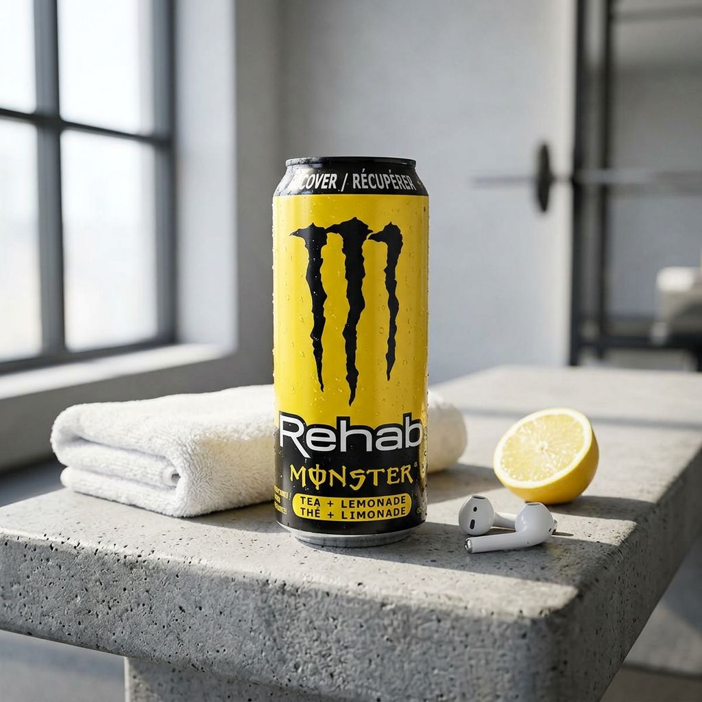 Monster Rehab Tea Lemonade 500ml, energy drink américain thé noir citron sans gazéification, disponible sur My American Shop