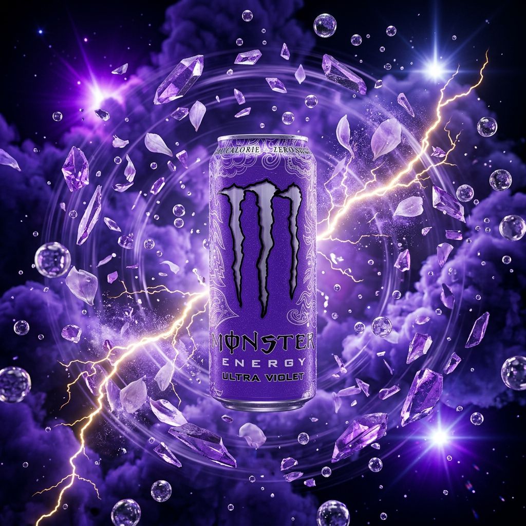Monster Ultra Violet Zero Sugar canette 500ml saveur raisin sureau, boisson energisante sans sucre, disponible sur My American Shop