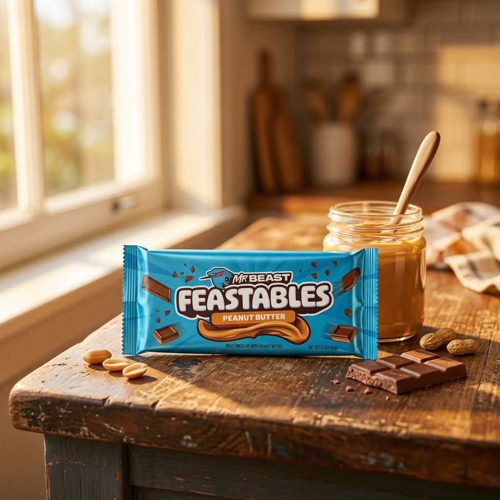 Feastables MrBeast barre chocolat beurre de cacahuète americaine 60g, disponible sur My American Shop