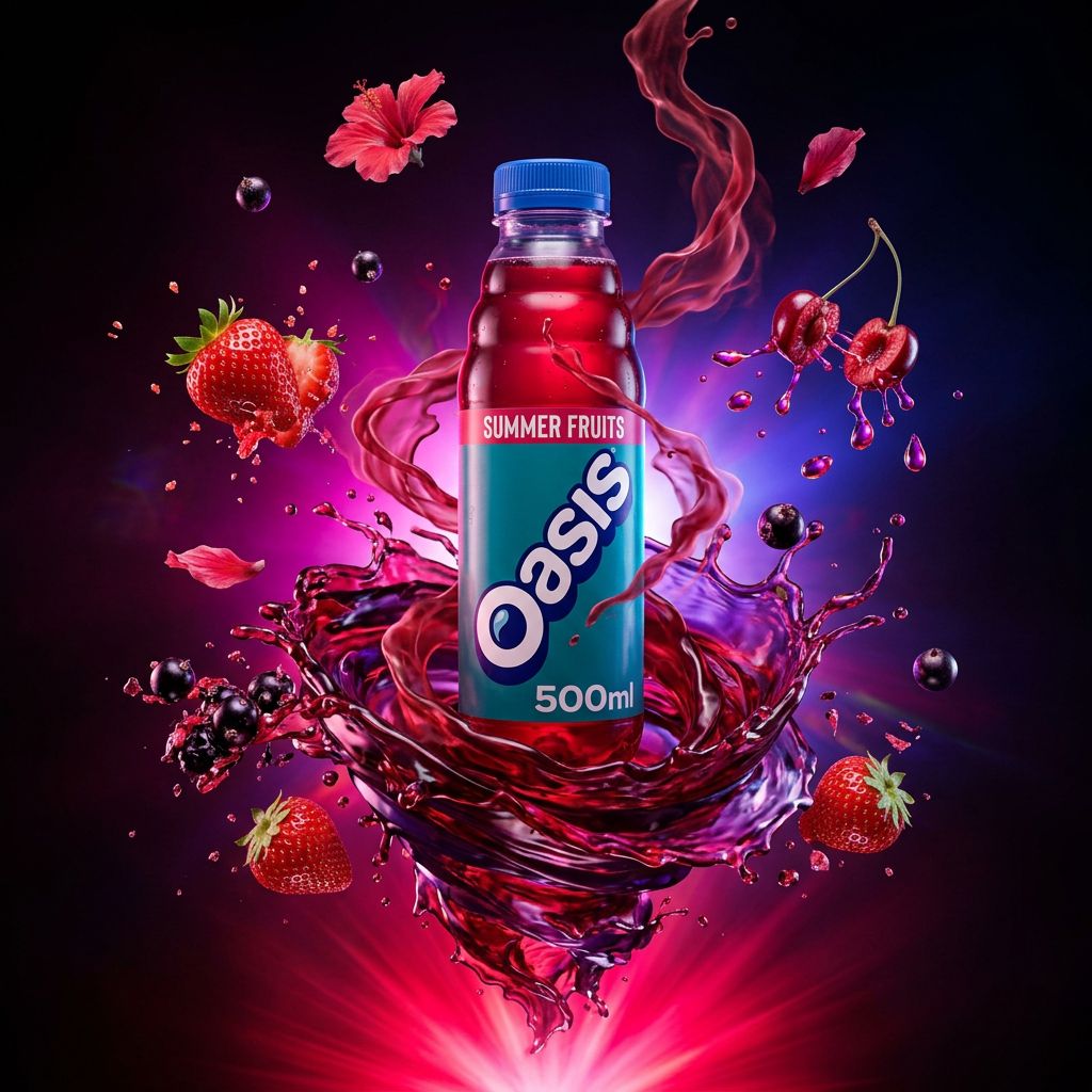 Oasis Summer Fruits Bottle, boisson aux fruits rouges fraise cerise groseille, disponible sur My American Shop