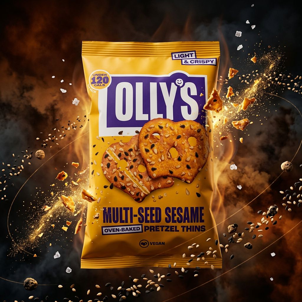 Olly's Pretzel Thins Multi Seed & Sesame format Small, snack britannique croustillant aux graines, disponible sur My American Shop