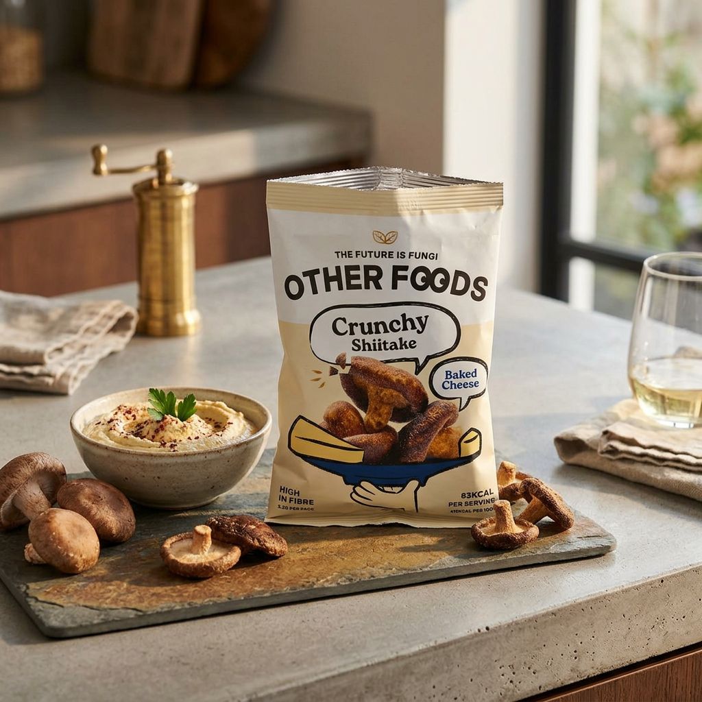 Other Foods Crunchy Shiitake Baked Cheese, snack premium cuit au four saveur umami, disponible sur My American Shop
