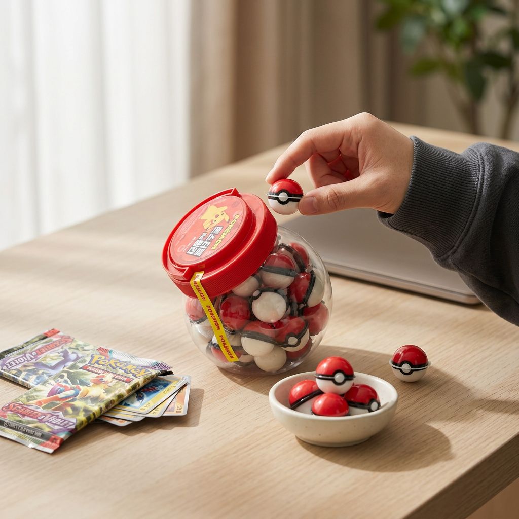 Bonbon gélifié Pokemon Monster Ball rouge forme Poke Ball arôme pomme fraise importé Asie disponible sur My American Shop