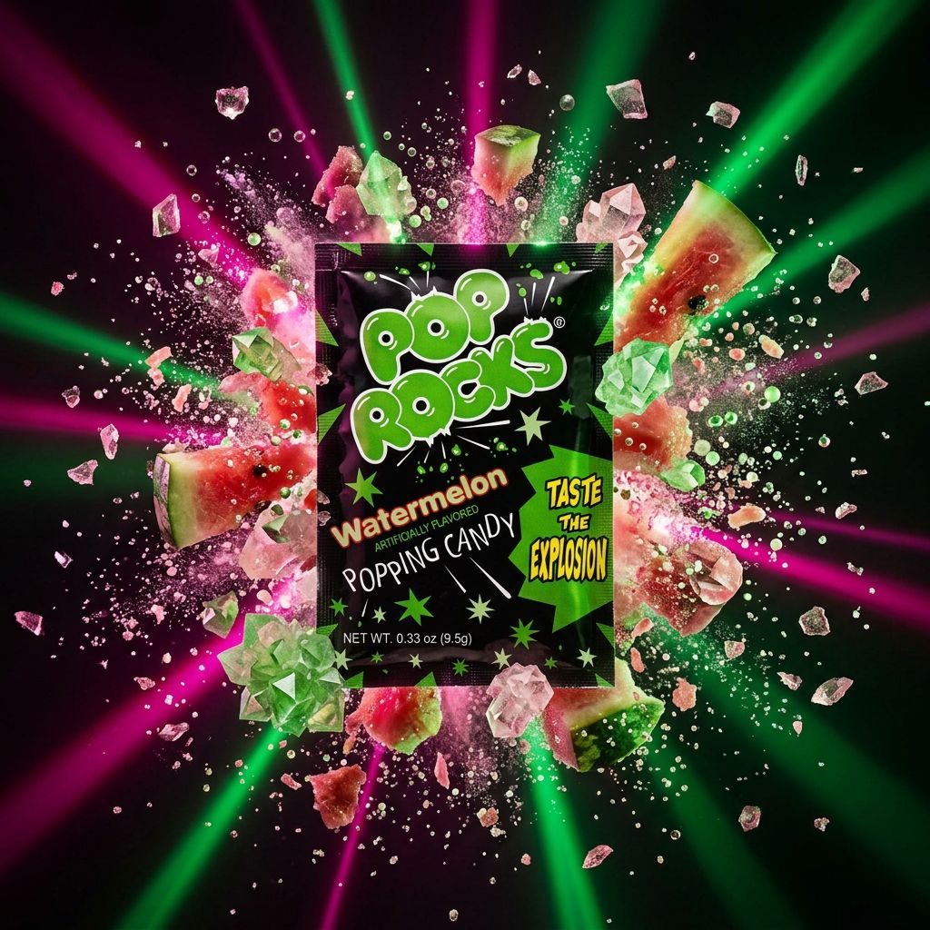 Pop Rocks Watermelon, bonbon américain crépitant saveur pastèque en sachet, disponible sur My American Shop