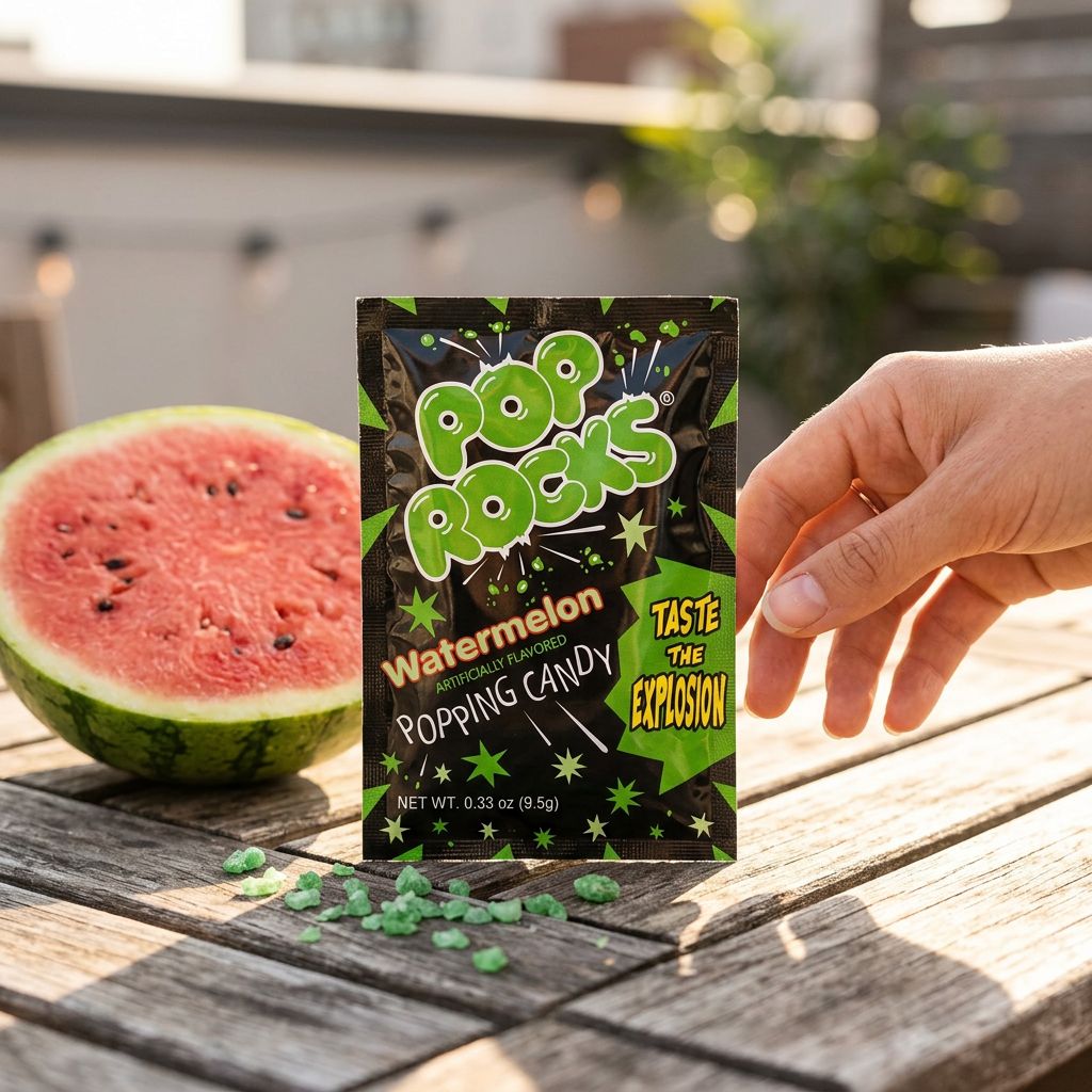 Pop Rocks Watermelon, bonbon américain crépitant saveur pastèque en sachet, disponible sur My American Shop