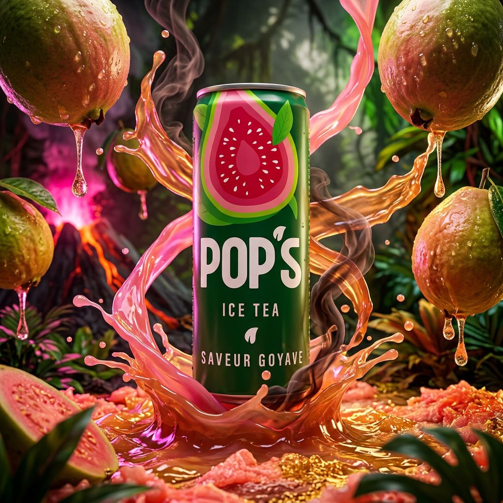 Canette Pop's Ice Tea saveur goyave, boisson rafraîchissante française, disponible sur My American Shop