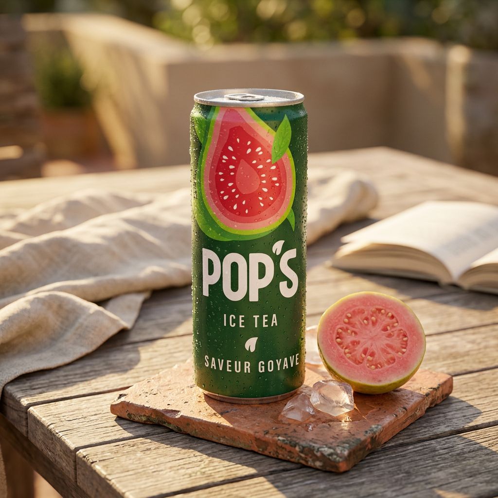 Canette Pop's Ice Tea saveur goyave, boisson rafraîchissante française, disponible sur My American Shop