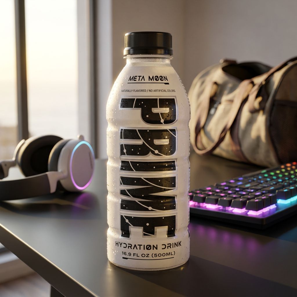 Prime Hydration Meta Moon 500ml, boisson americaine aux BCAA saveur mystere, disponible sur My American Shop