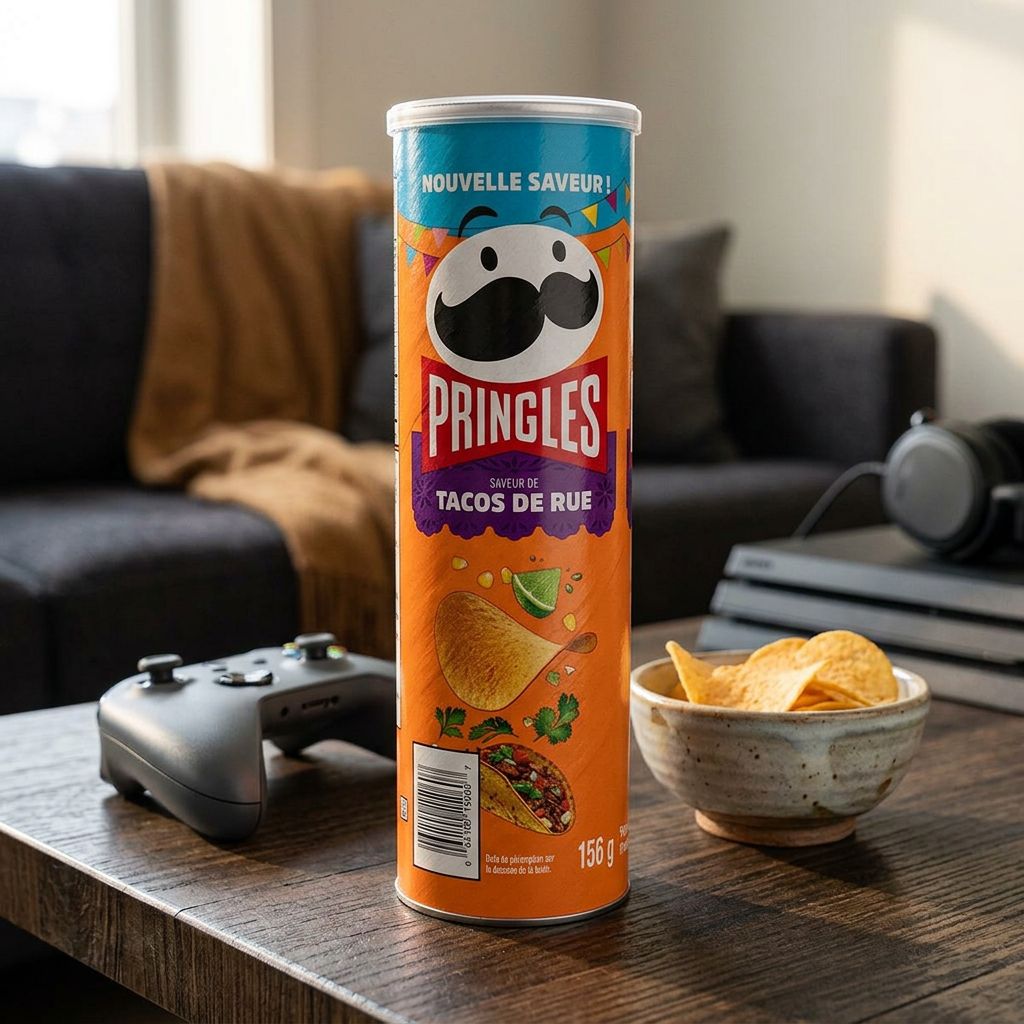 Pringles Chips Street Tacos, saveur taco épicé, tube format américain importé, disponible sur My American Shop