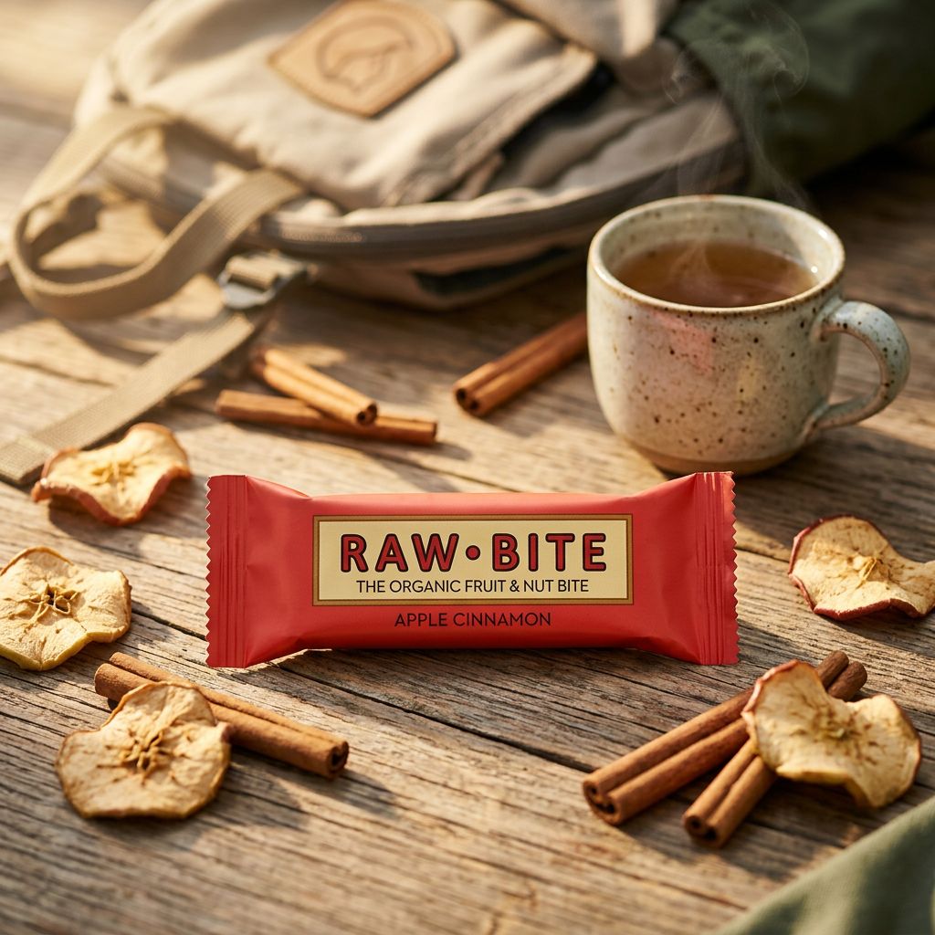Rawbite barre bio pomme cannelle, vegane et sans gluten, origine Danemark, disponible sur My American Shop